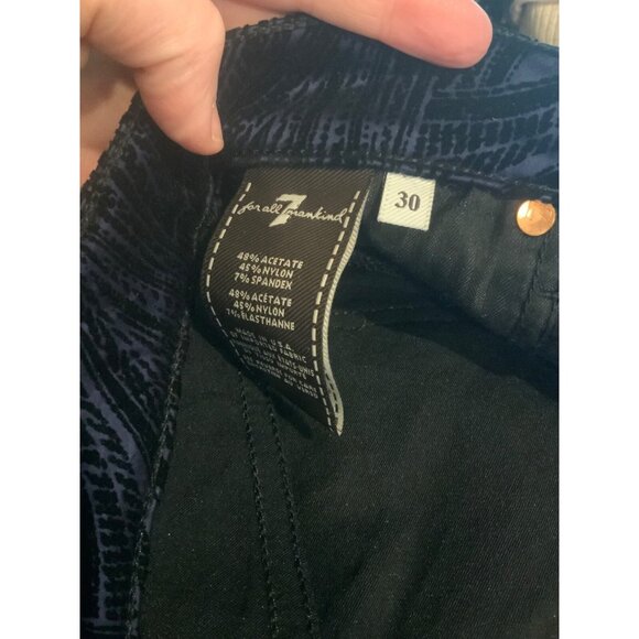 7 For All Mankind Dark Blue with Black Velvet Pattern Pants, Size 30 - Picture 6 of 6